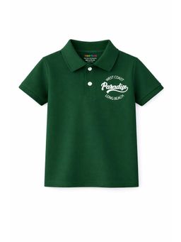 Trampoline - Boys Green Cotton Blend Half Sleeves Polo T-Shirt