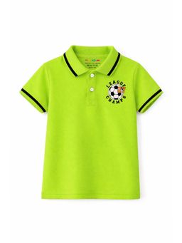 Trampoline - Boys Green Cotton Blend Half Sleeves Polo T-Shirt