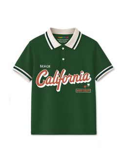 Trampoline - Boys Green Cotton Blend Half Sleeves Polo T-Shirt
