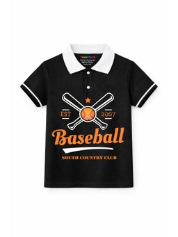 Trampoline - Boys Black Cotton Blend Half Sleeves Polo T-Shirt