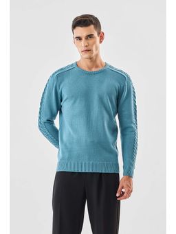 Snitch - Blue Full Sleeves Regular Casual Sweater for Men