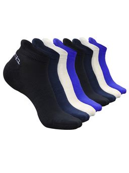 Heelium - Bamboo Ankle Socks-FreeSize UK7-11,8 Pairs,RBlue,NBlue,Black,White,Anti dour (Pack of 8)