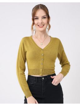 Monte Carlo - Mustard V-Neck Full Sleeve Cardigan