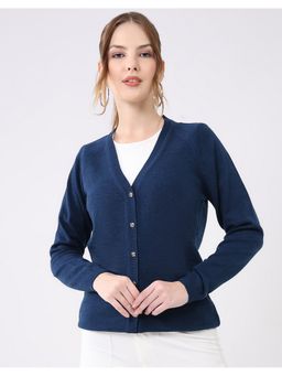 Monte Carlo - Blue V-Neck Full Sleeve Cardigan