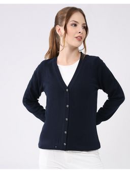 Monte Carlo - Navy Blue V-Neck Full Sleeve Cardigan