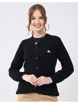 Monte Carlo - Black Women Round Neck Full Sleeve Cardigan