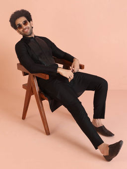 KISAH - Men Black Kurta Trousers (Set of 2)
