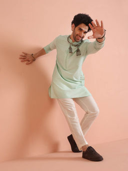 KISAH - Men Aqua Green Kurta with Trouser (Set of 2)