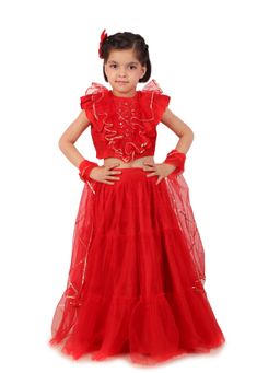 Kiddorama - Red Choli, Lehenga and Dupatta (Set of 3)