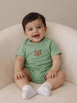 Somersault - Boys Solid Green Knit Half Sleeve Bodysuit