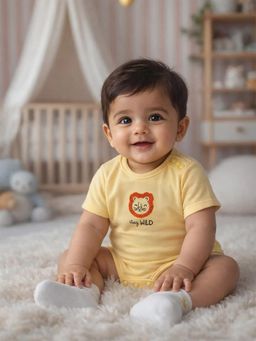 Somersault - Boys Solid Yellow Knit Half Sleeve Bodysuit