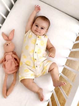 Somersault - Boys Solid White Woven Sleeveless Romper