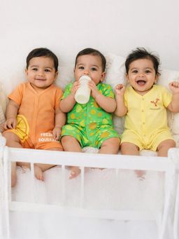 Somersault - Pack of 3 Boys All Over Print Multicolor Knit Half Sleeve Rompers