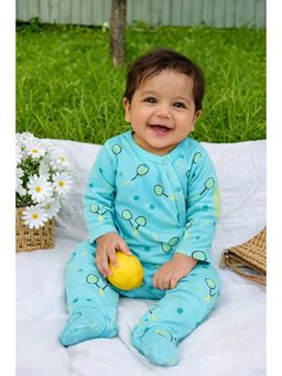 Somersault - Boys All Over Print Blue Interlock Footed Sleepsuit