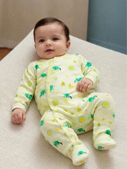 Somersault - Boys All Over Print Yellow Interlock Footed Sleepsuit