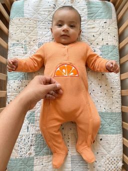 Somersault - Boys Print Orange Interlock Footed Sleepsuit