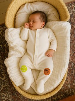 Somersault - Boys Solid White Knit Footed Sleepsuit