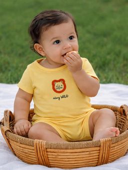 Somersault - Girls Solid Yellow Knit Half Sleeve Bodysuit