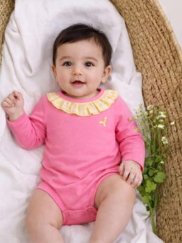 Somersault - Girls Solid Pink Interlock Full Sleeve Bodysuit