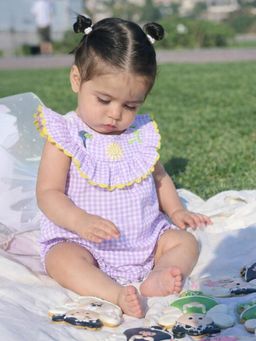 Somersault - Girls Gingham Purple Sleeveless Bodysuit