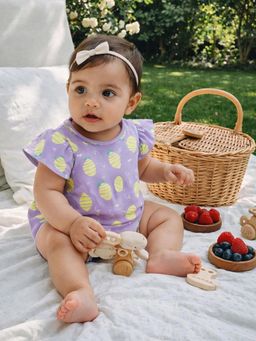 Somersault - Girls All Over Print Purple Interlock Half Sleeve Bodysuit