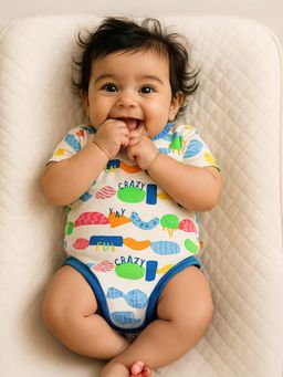 Somersault - Girls All Over Print White Interlock Half Sleeve Bodysuit