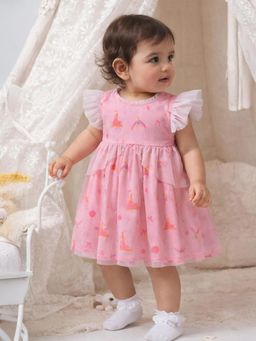 Somersault - Girls All Over Print Pink Polyester A-line Dress