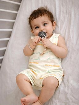 Somersault - Girls All Over Print White Knit Sleeveless Romper