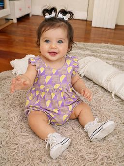 Somersault - Girls All Over Print Purple Interlock Sleeveless Bodysuit