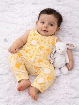 Somersault - Girls All Over Print Orange Woven Jhabla and Pyjama