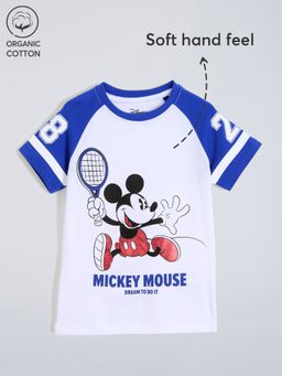 Hopscotch - White Mickey Raglan Sleeve Cotton T-shirt