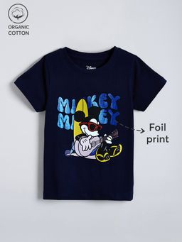 Hopscotch - Black Rockstar Mickey Foil Cotton T-shirt