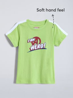 Hopscotch - Green Marvel Squad Back Print Cotton T-shirt