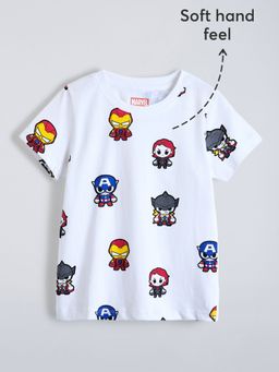 Hopscotch - White Chibi Marvel Squad Cotton T-shirt