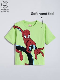Hopscotch - Green Spider-Man Web-Swing Cotton T-shirt