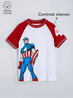 Hopscotch - White Captain America Varsity Raglan T-shirt