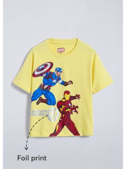 Hopscotch - Yellow Avengers Assemble Cotton T-shirt