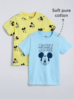 Hopscotch - Multi-Color Peppy Mickey Mouse Cotton T-shirts (Pack of 2)
