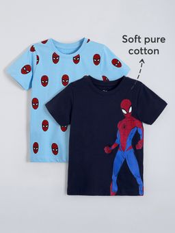 Hopscotch - Multi-Color Spider-Man Crew Neck Cotton T-shirts (Pack of 2)