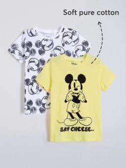 Hopscotch - Multi-Color Mickey Say Cheese Cotton T-shirts (Pack of 2)