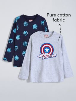 Hopscotch - Multi-Color Marvel Mighty Shields Cotton T-shirts (Pack of 2)