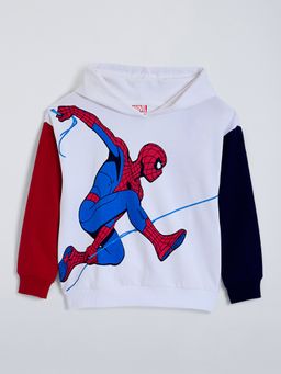Hopscotch - White Spider-Man Colorblock Cotton Hoodie