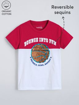 Hopscotch - Red Reversible Sequin Basketball Cotton T-shirt