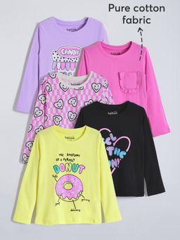 Hopscotch - Multi-Color Pure Cotton T-shirts (Pack of 5)