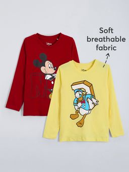 Hopscotch - Multi-Color Mickey Donald Dynamic Duo Cotton T-shirts (Pack of 2)