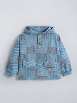 Hopscotch - Blue Striped Cotton Hoodie