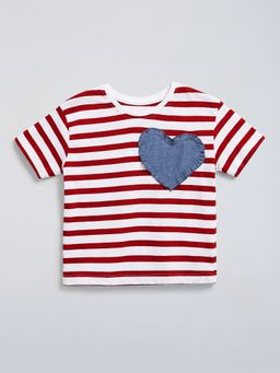 Hopscotch - Red Heart Applique Striped T-shirt