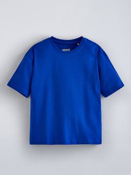 Hopscotch - Blue Relaxed Fit Cotton T-shirt