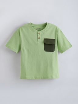 Hopscotch - Green Button Down Cotton T-shirt
