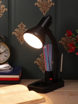 MFD HOME FURNISHING - Stylish 316 Black Table Lamp With Pen Stand Adjustable
